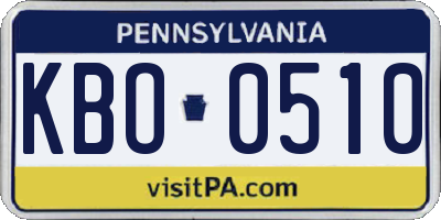 PA license plate KBO0510