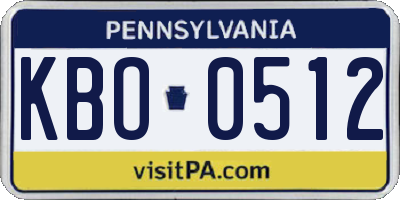 PA license plate KBO0512