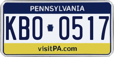 PA license plate KBO0517