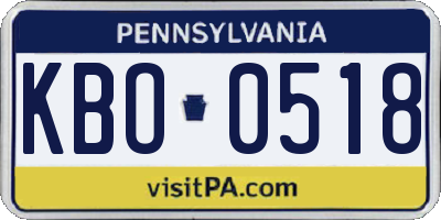 PA license plate KBO0518