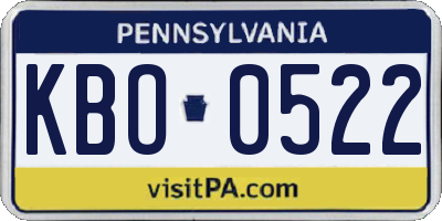 PA license plate KBO0522
