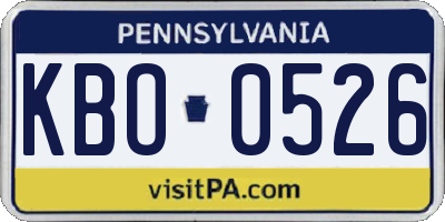 PA license plate KBO0526