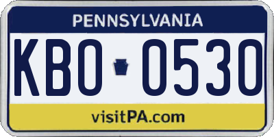 PA license plate KBO0530