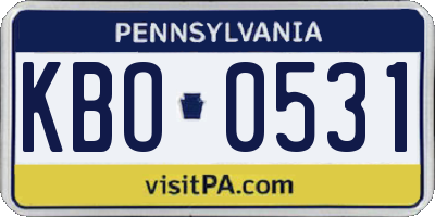 PA license plate KBO0531
