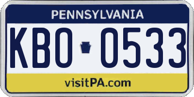 PA license plate KBO0533