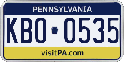 PA license plate KBO0535