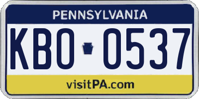 PA license plate KBO0537