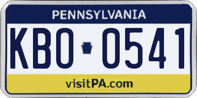 PA license plate KBO0541