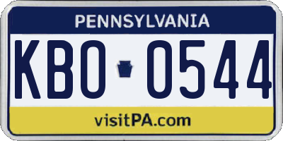 PA license plate KBO0544