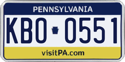 PA license plate KBO0551