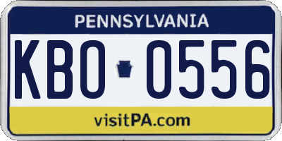 PA license plate KBO0556