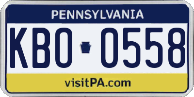 PA license plate KBO0558