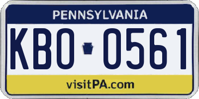 PA license plate KBO0561