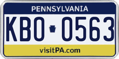 PA license plate KBO0563