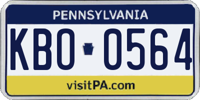 PA license plate KBO0564