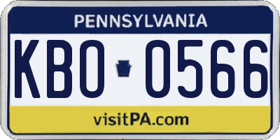 PA license plate KBO0566