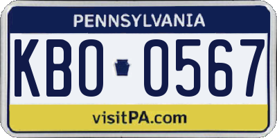 PA license plate KBO0567