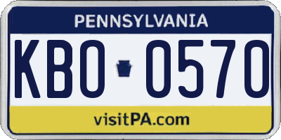 PA license plate KBO0570