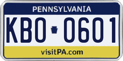 PA license plate KBO0601