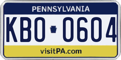 PA license plate KBO0604