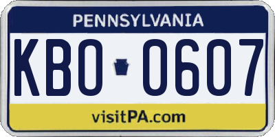 PA license plate KBO0607