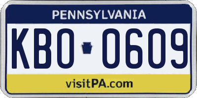PA license plate KBO0609