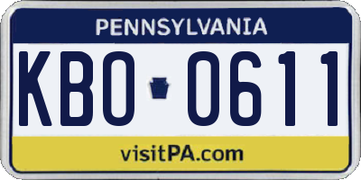 PA license plate KBO0611