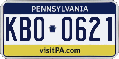 PA license plate KBO0621