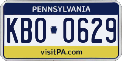 PA license plate KBO0629