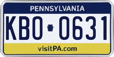 PA license plate KBO0631