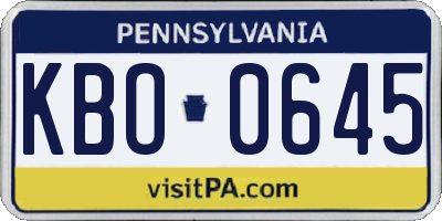 PA license plate KBO0645