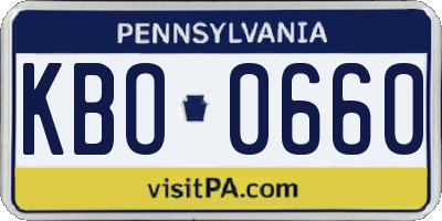 PA license plate KBO0660