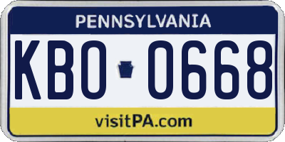 PA license plate KBO0668