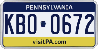 PA license plate KBO0672