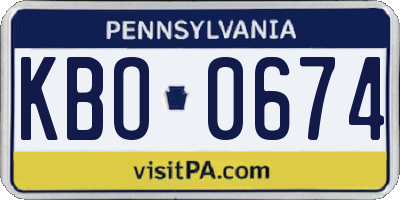 PA license plate KBO0674
