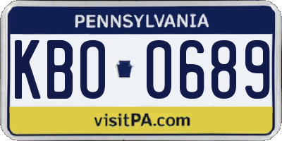 PA license plate KBO0689