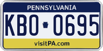 PA license plate KBO0695