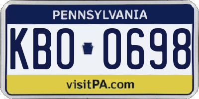 PA license plate KBO0698