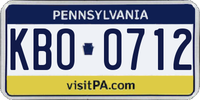 PA license plate KBO0712
