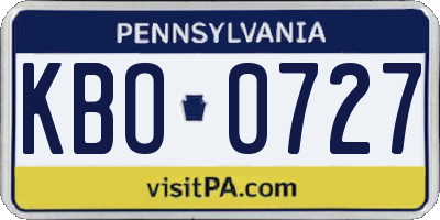 PA license plate KBO0727