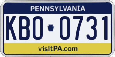 PA license plate KBO0731