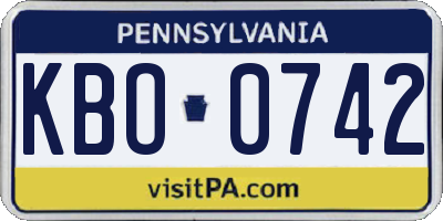 PA license plate KBO0742