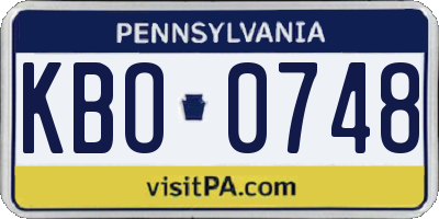 PA license plate KBO0748