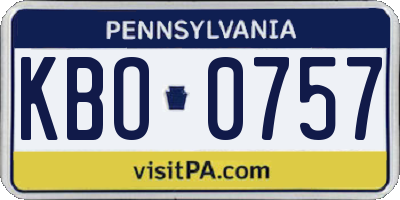 PA license plate KBO0757