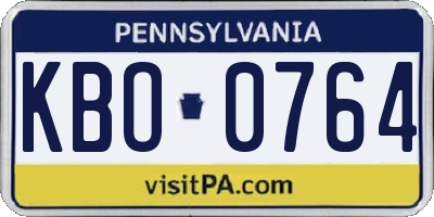PA license plate KBO0764