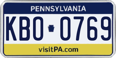 PA license plate KBO0769