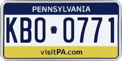 PA license plate KBO0771