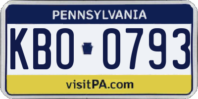 PA license plate KBO0793