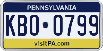PA license plate KBO0799