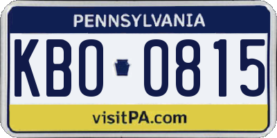 PA license plate KBO0815